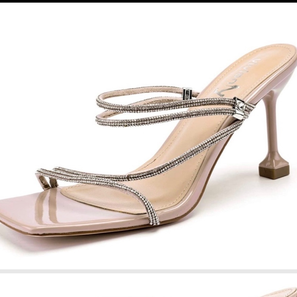 Chic Women's Nude Heels with Rhinestone Straps